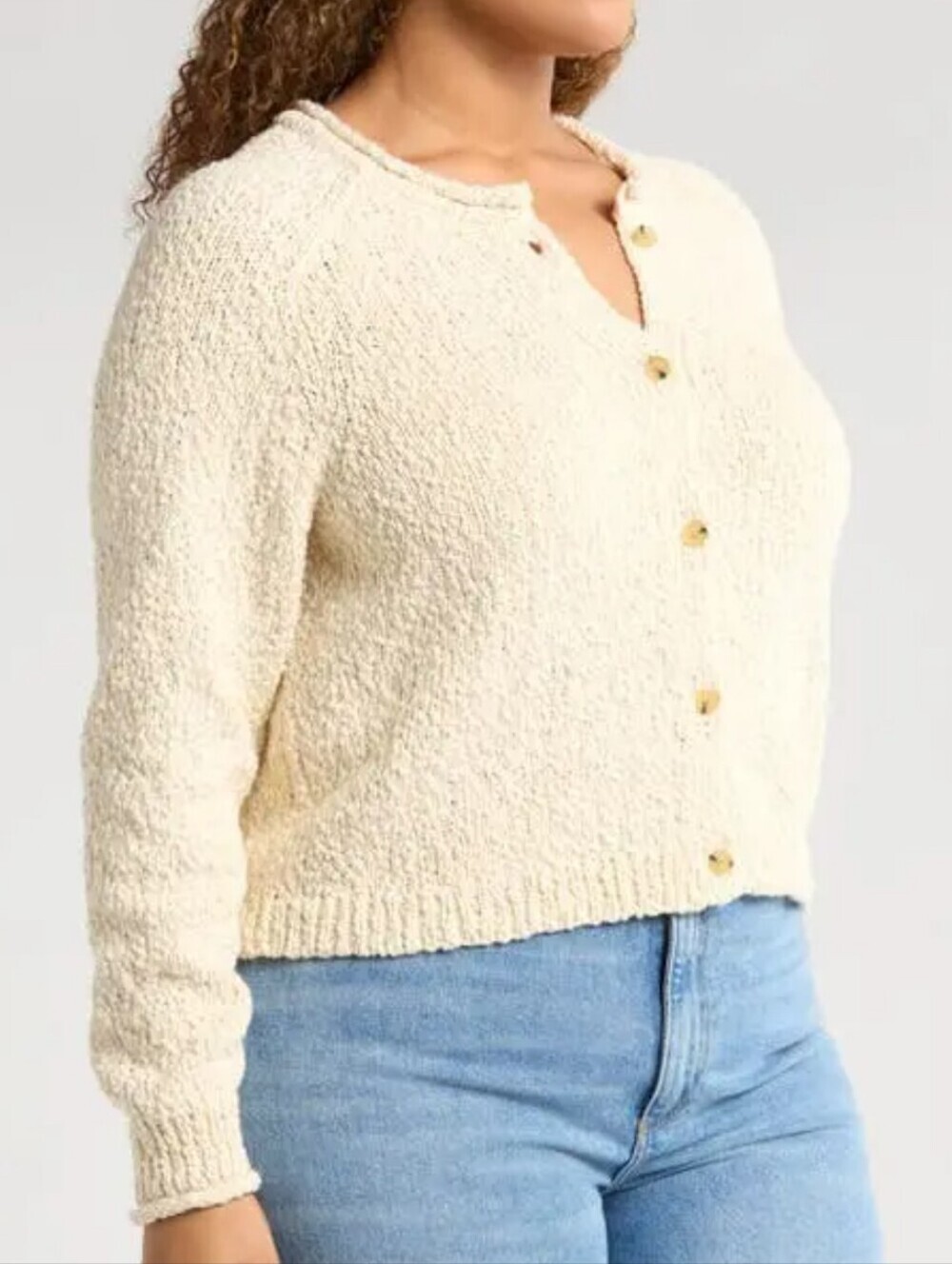 Treasure & Bond Cream Textured Button-Front Cardigan